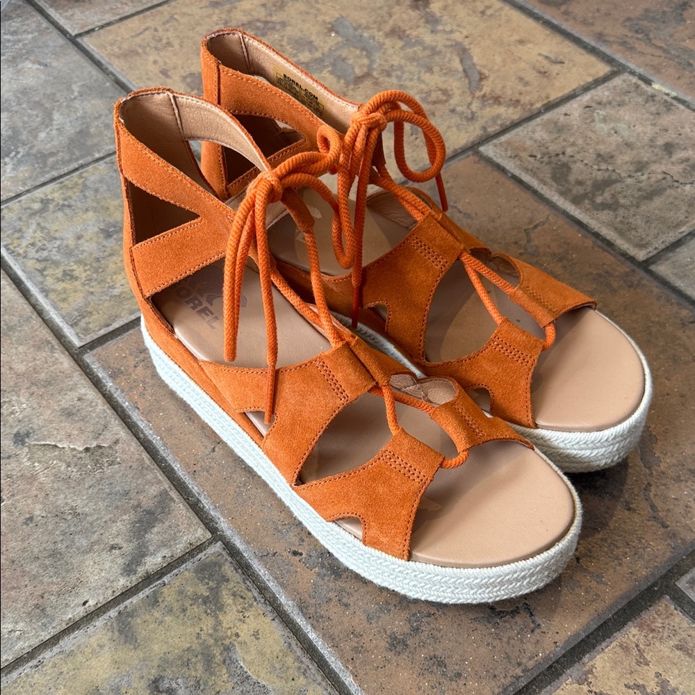 Sorel Cameron Flatform Lace Wedge Sandals - Picture 2 of 6